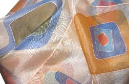 Kolorowe kamyki, ręcznie malowana chusta z naturalnego jedwabiu