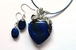 Lapis lazuli z pirytem wisior serce, kolczyki