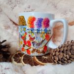 Ręcznie malowany wiejski kubek podwórko 270 ml. - ręcznie malowany