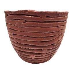Doniczka Ceramiczna Ręcznie Robiona Brązowa 23x19 cm 