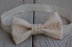 Opaska niemowlęca -Rustykalna kokardka ecri