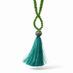 Naszyjnik Długi Sznur Trawa i Szmaragdy