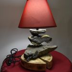 Lampa z kamieni naturalnych - Widok z innym abażurem