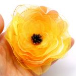 Broszka kwiat - żółta 10 cm  - 