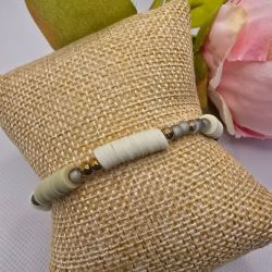 Bransoletka ecru z zielenią