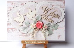 Kartka ślubna różowa 3617