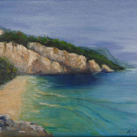 Plaża Nugal, obraz olejny, A. Janik