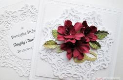 Kartka ŚLUBNA z bordowymi kwiatami