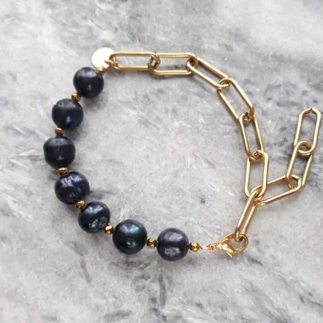 Bransoletka z czarnych pereł
