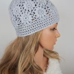 Czapka recznie robiona popielata - 