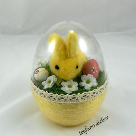 Jajko 3D z żółtym królikiem