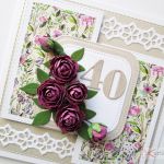 Kartka ROCZNICA ŚLUBU beżowo-różowa #1 - Kartka na rocznicę ślubu z różowymi kwiatami