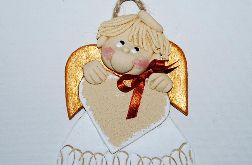 Dla Łukasza – anioł z dedykacją, na szczęcie, z masy solnej, rękodzieło