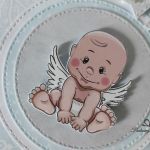 Kartka z aniołkiem na narodziny chrzest roczek - 