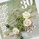 Kartka ROCZNICA ŚLUBU kremowo-zielona - Kartka na rocznicę ślubu z zielono-kremowymi różami