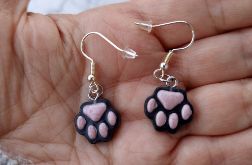 Kolczyki z żywicy w kształcie kocich łapek