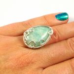 Srebrny pierścionek z amazonitem regulowany - Amazonit, srebrny pierścionek z niebieskim amazonitem, ręcznie wykonany, prezent dla niej, prezent dla mamy, prezent urodzinowy biżuteria