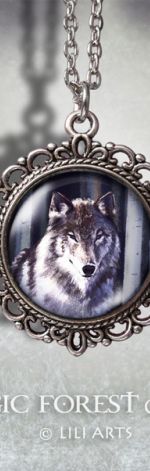 Medalion Szary wilk - Grey wolf - zdobiony