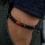 Bransoletka męska "Luca" - agat, lawa wulkaniczna, hematyt. - wygodna