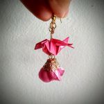 Kolczyki origami pink little bird - Z przodu