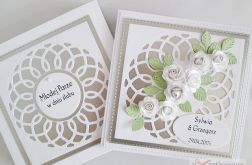 Kartka MŁODEJ PARZE biało-srebrna