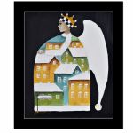 Kolorchatkowo III, obraz anioł kolorowe domki ręcznie malowany na płótnie - 