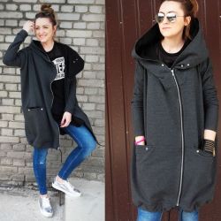 Oversize bluza ogromny kaptur grafit