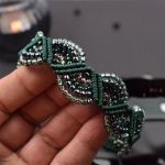 Komplet biżuterii butelkowa zieleń i srebro - bransoletka i naszyjnik - biżuteria z koralików