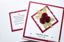 Kartka NA ŚLUB z bordowymi różami