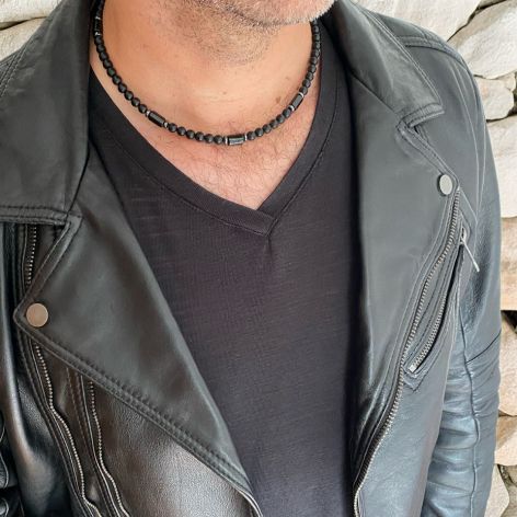 Naszyjnik męski onyks turmalin ot500