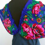 Chabrowa kimonowa bluzka w kwiaty - 