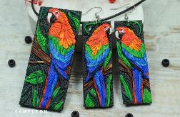 Papuga Ara - kolorowy komplet biżuterii