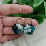 Długie szmaragdowe butelkowe kolczyki kwiaty - zielone ombre