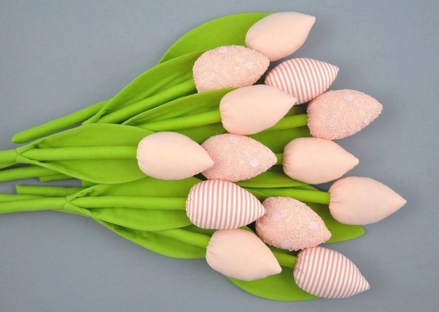 Jak Uszyć Kwiaty Z Materiału Tulipany, kwiaty z materiału morelowe - Ami Decor