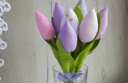 Tulipany z bawełny bukiet fiolet Dzień Matki