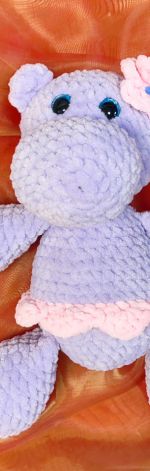Szydełkowa Hipcia Amigurumi Fioletowa Maskotka Handmade Prezent Dziecko