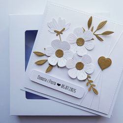 Kartka ślubna minimalistyczna biało-brązowa