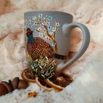 Bażanty ręcznie malowany kubek 300 ml. - ręcznie malowane