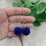 Kobaltowe kolczyki na wesele, lekkie długie - granatowe