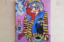 kocia melancholia kot i babcia na kawie