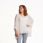 Biała szyfonowa bluzka-tunika - 