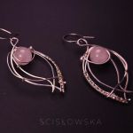 Srebrne kolczyki liście z kryształem górskim - kolczyki z kryształem górskim