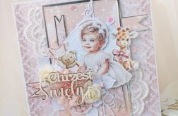 Kartka chrzest pamiątka "RoseBabyGirl" GOTOWA