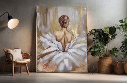 Balerina, baletnica na lnianym płótnie Ręcznie malowany obraz, wymiar 60x90 cm