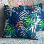 Poduszka w liście palmy monstery zamek 50cm - Stylowe poduchy w liście palmy i monstery