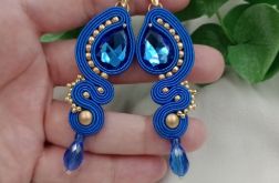 Soutache sutaszowe kolczyki niebieskie złote