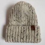 Wełniana czapka z wywinięciem - tweed - Gruba wełniana czapka oversize z bardzo szerokim wywinięciem - tweed naturalny