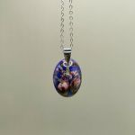 Komplet biżuterii - Kwiaty w Nocy ręcznie robiony zestaw z żywicy - 3