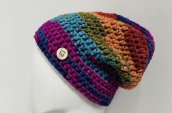 Gruba czapka beanie smerf kolorowa szydełkowa 12
