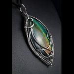 Kwarc, Srebrny wisior z tygrysim okiem - Sterling silver pendant with Green Tiger's Eye gift for her gift for mom, wire wrapped handcrafted artisan jewellery for women